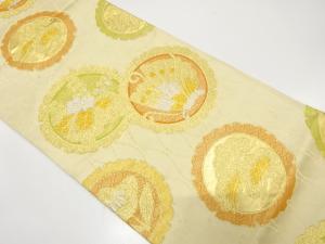 アンティーク　雪輪に蝶・桐・笠松模様織り出し袋帯（材料）